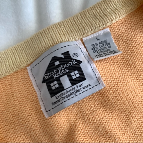 Vintage Morning Song Crewneck Yellow Cardigan Sweater SZ L - Picture 2 of 14